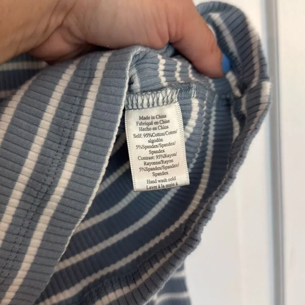Anthropologie Porridge striped puff sleeve tie neck blouse xl